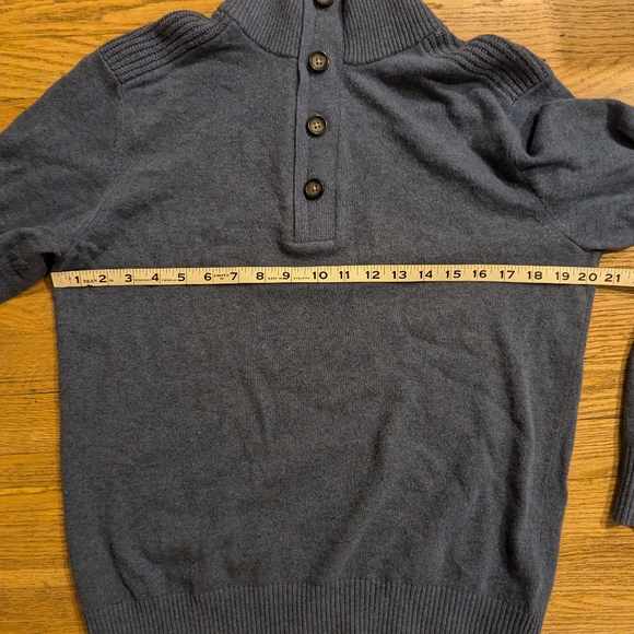 Banana Republic Henley Sweater Pullover sz M* 1/4 Zip Button Heather Blue Cotton - Picture 3 of 8